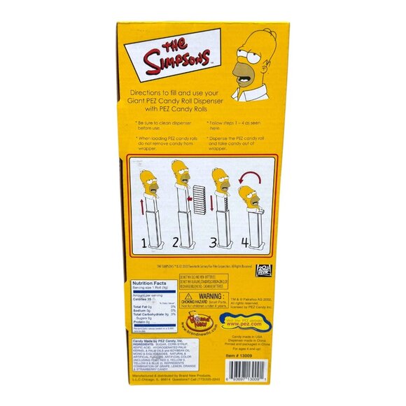 Giant Homer Simpson PEZ Candy Roll Dispenser 12 Candy Roll Vintage New Old Stock - Picture 3 of 7